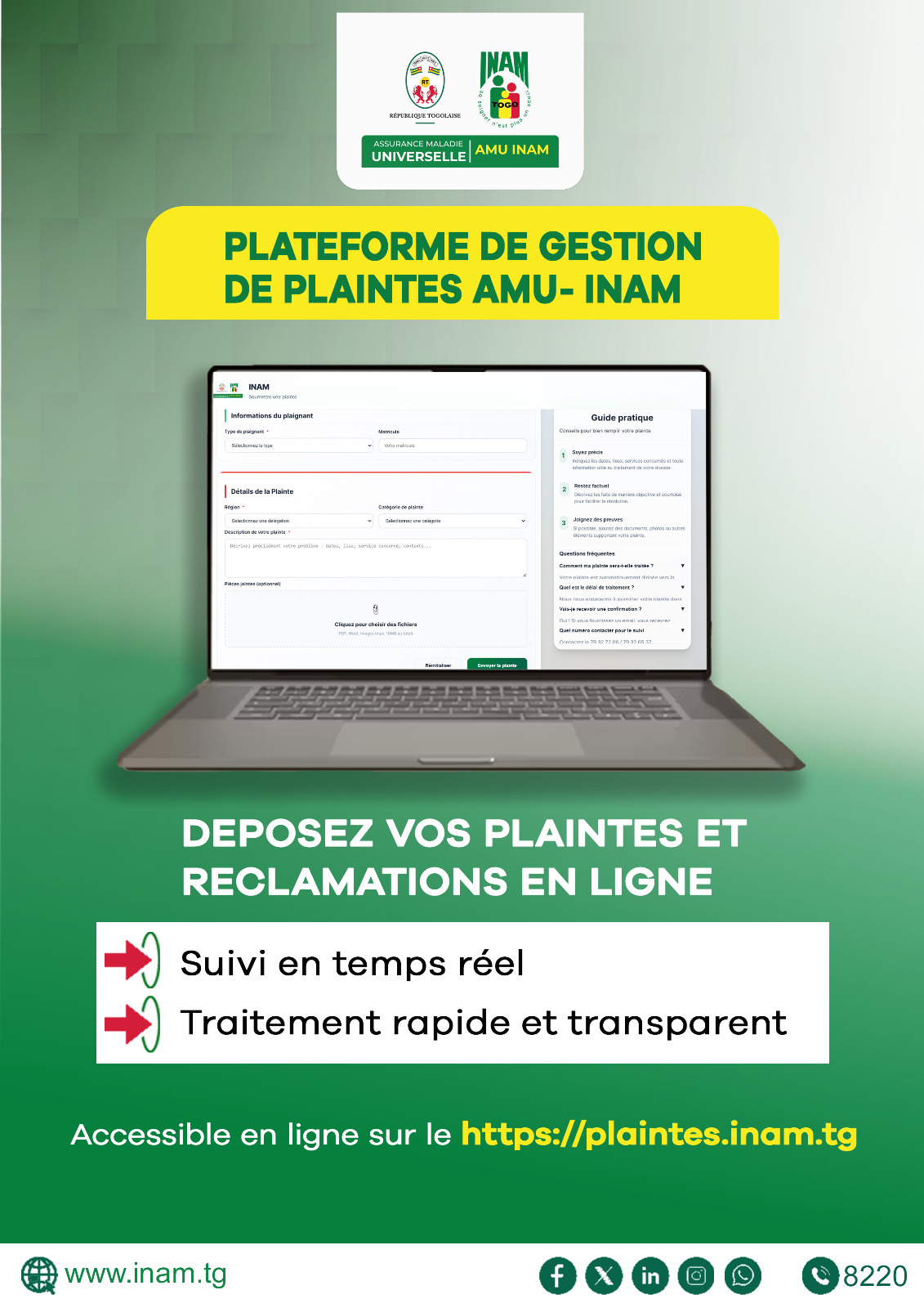 AMU : l’INAM ouvre une plateforme numérique pour les réclamations des assurés et partenaires
